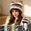 Söt höst- och vintervarm öronvärmarmössa Stickad mössa Mjuk tofs Fluffiga varma öronlappar för unisex