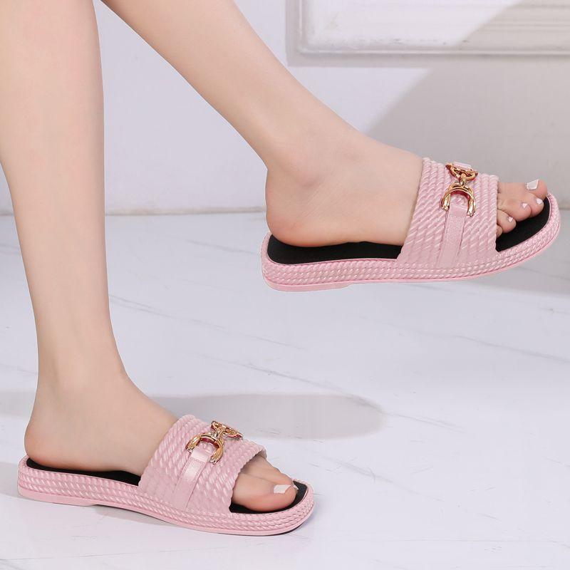 

Новые женские толстые нескользящие холодные тапочки летние интернет знаменитости домашняя и уличная одежда One Line Drag 39