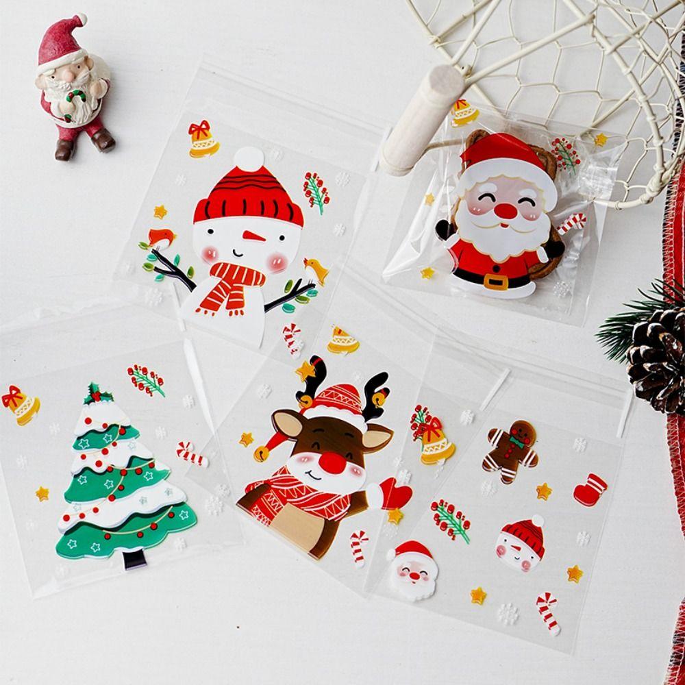 Weihnachtsmann Opp Süßigkeitenbeutel Selbstklebende Keksverpackungsbeutel Weihnachtsleckereientüten Gastgeschenke