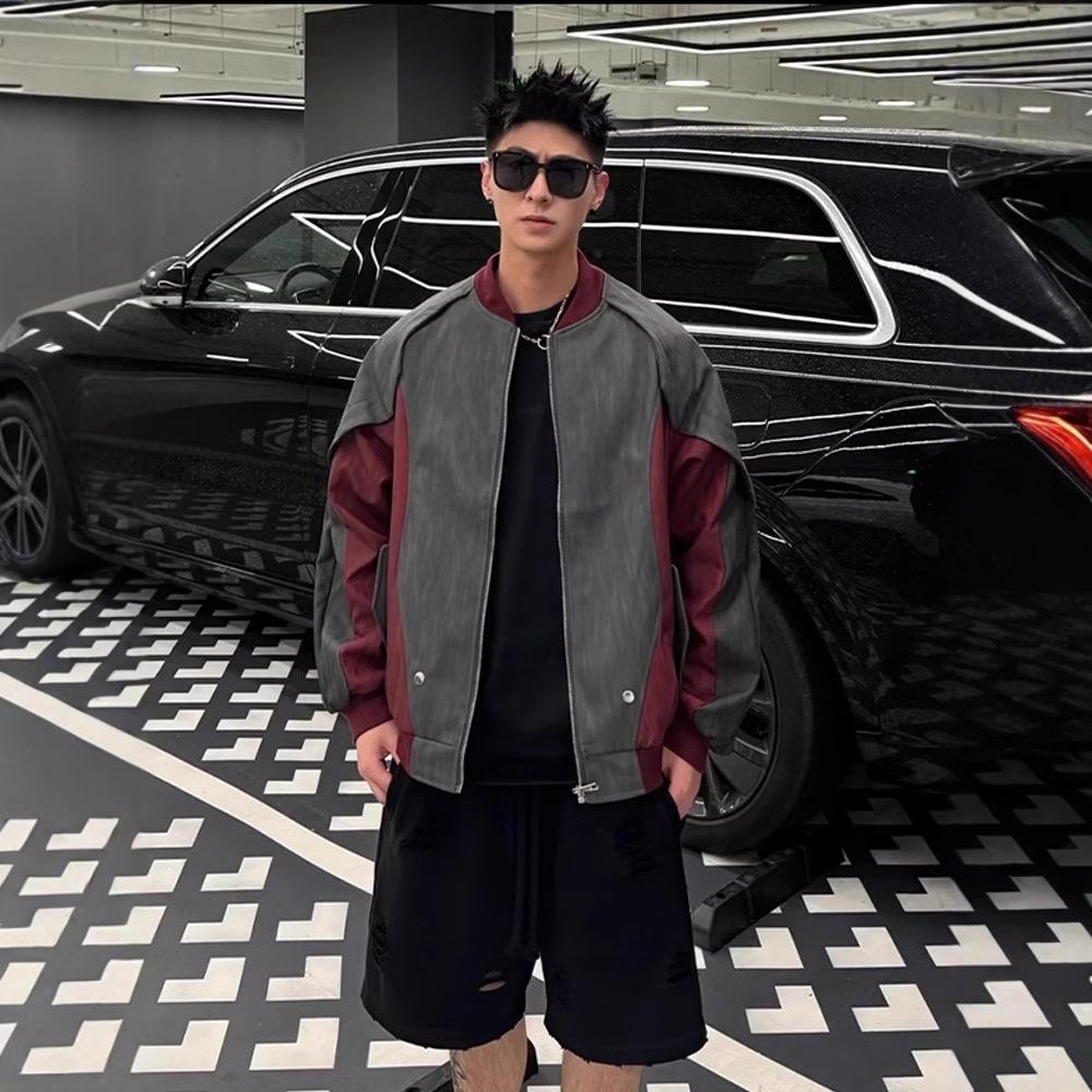 Baseball-Uniform Bomberjacke Schöne Kurze Lederjacke für Herren