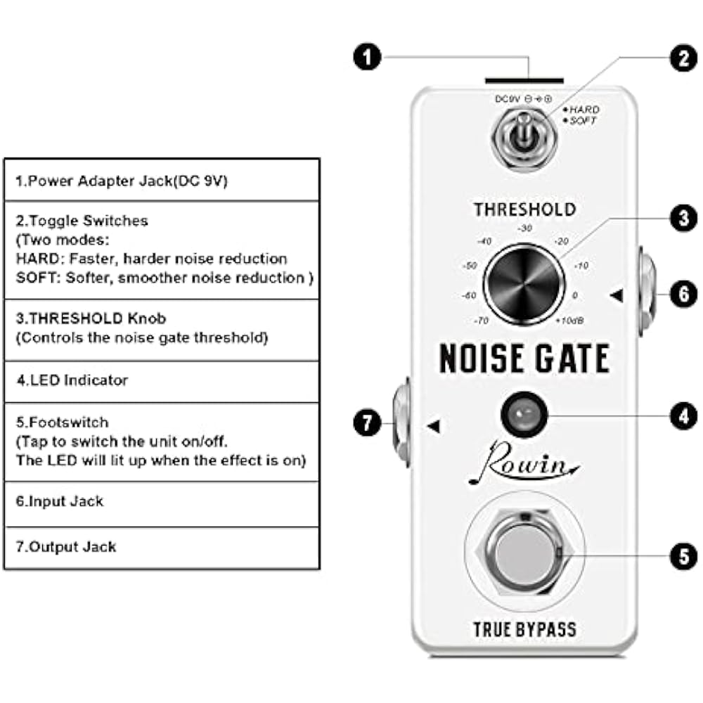 Rowin LEF-319 Noise Reduction Noise Gate Guitar Effects Pedals