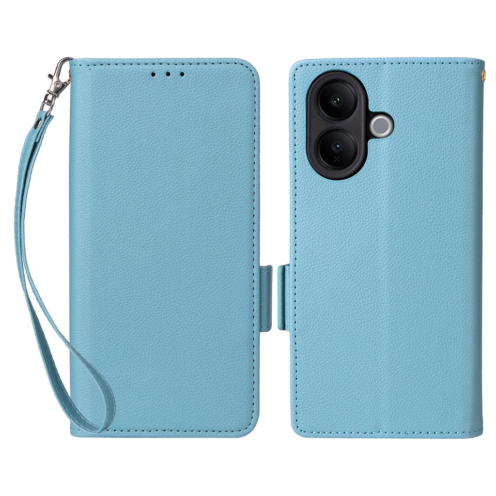 For Vivo V60 Lite 4G/5G Case Litchi Texture Wallet Leather Phone Cover with Wrist Strap