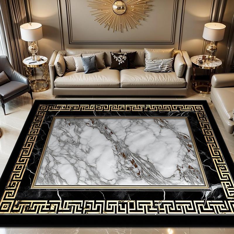 Black Gold Marble Carpet for Living Room Decorations Sofa Table Large Area Rugs Bedroom Home Luxury Floor Mat Anti-slip Doormat