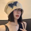 Women's Butterfly Retro Knitted Hat - Autumn/Winter Warm, Solid Color, Rolled Edge Pullover, Small Face Enhancing Design