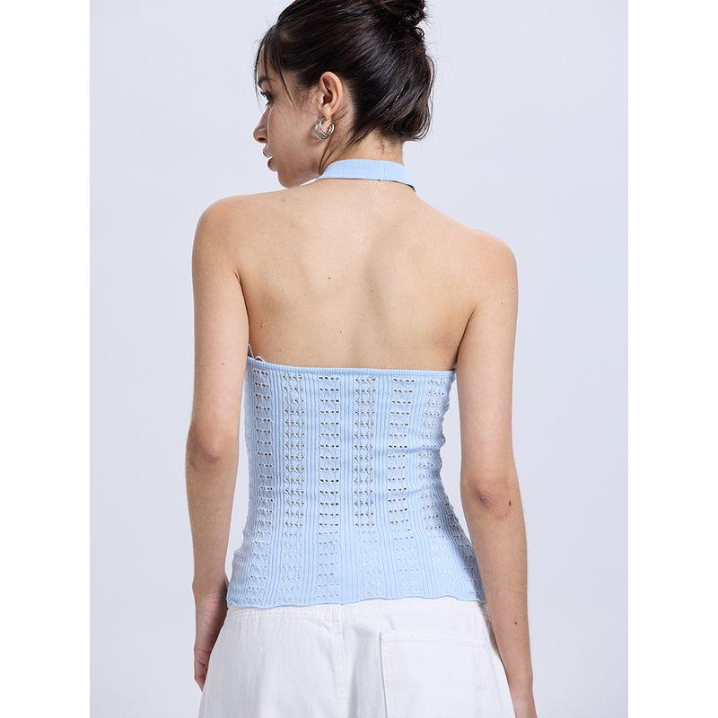 Za2025 Summer New Women Clothes Versatile Slim Fit Stretch Tight Neck Collar Backless Sleeveless Vest Style Top