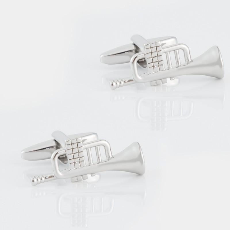 

Instrument Trumpet Shaped Pure Copper Metal Cufflinks Men s French Shirt Natural серебряный