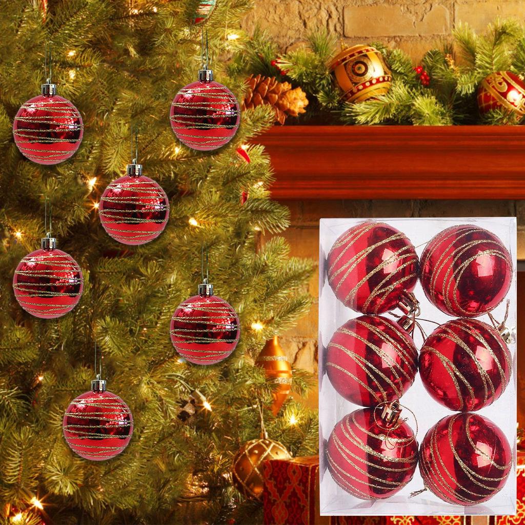 6-piece Red Christmas Ball Decoration Prop