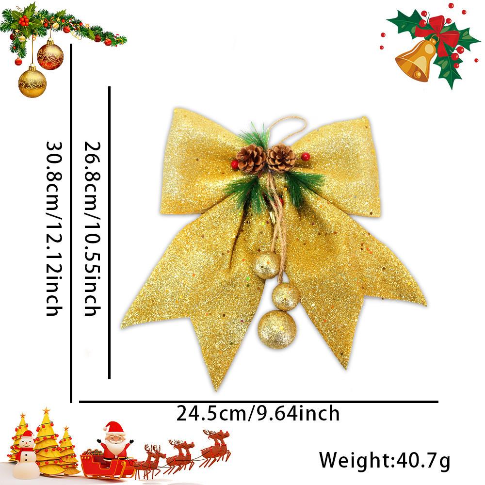 

Захватывающие украшения для рождественской елки с большими бантами из жемчужного хлопка и сверкающими деталями Gold Bow