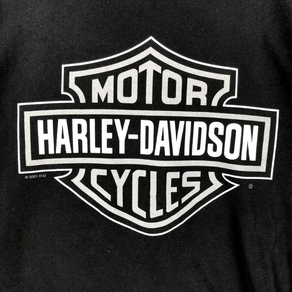 Brandneues neuestes Modell Harley-Davidson Herren Langarm-T-Shirt, Graue Weiße Schwarze Colorblock-Farben mit Logo-Print, Rundhalsausschnitt Slim Fit Moto-Stil