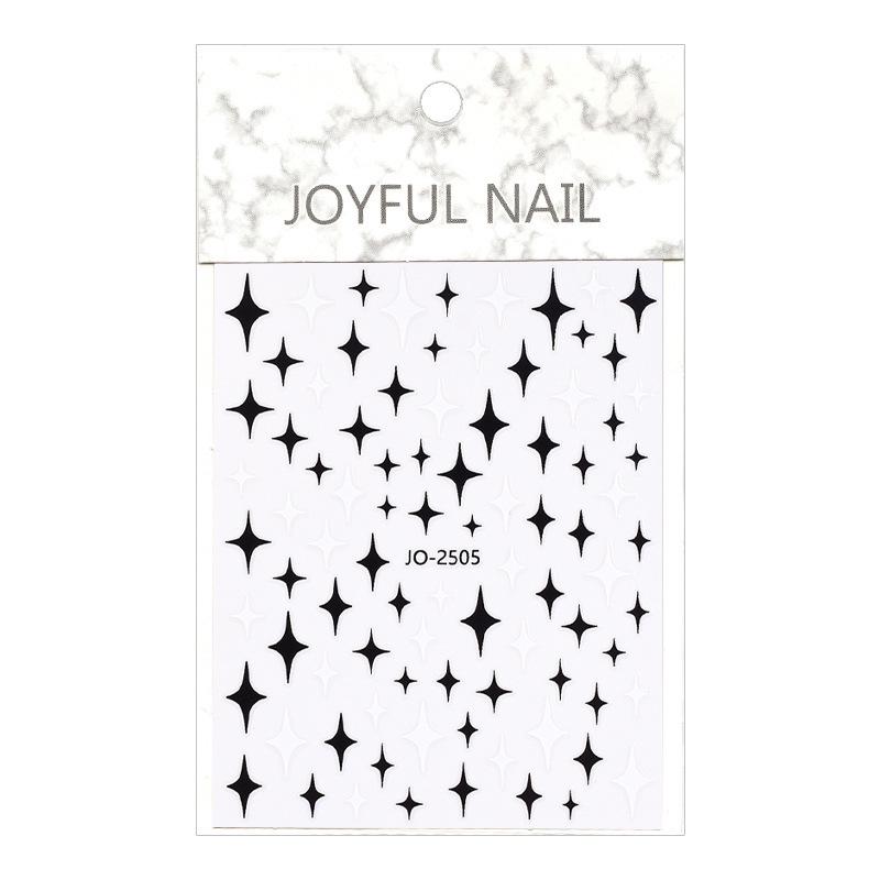 Black & White Nail Decals - Star, Heart, Bow Designs