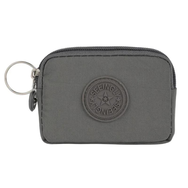 

Новый простой кошелек для монет на молнии, симпатичный однотонный маленький квадратный водонепроницаемый нейлоновый кошелек для денег, монет, кошельки, удостоверения личности, кредитные карты, органайзер серый