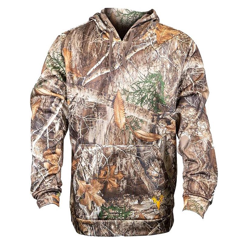 

Fleece-Lined Sports Hoodie, Thick & Warm, Hunting Print, Fashionable Hooded Sweatshirt. M армія зелений колір
