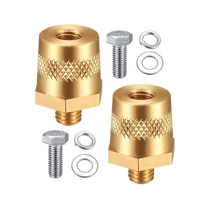 Pair M6 M8 Car Battery Pole Adapter Brass Battery Terminal Connector Thread Positive Negative Battery Post Connector Terminal Adapter