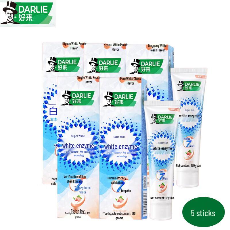 Darlie White Enzyme Fresh Peach Toothpaste, 5-Pack