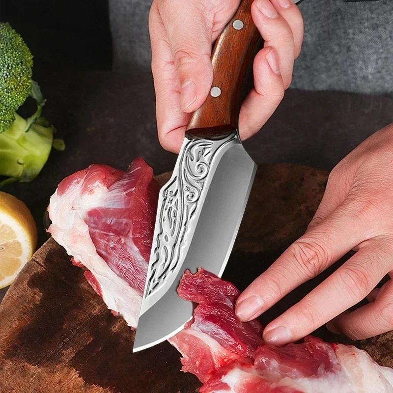 Professional Kitchen Knives Handmade Forged Boning Knife Meat Cleaver Stainless Steel Fruit Vegetable Butcher Slicing Knife