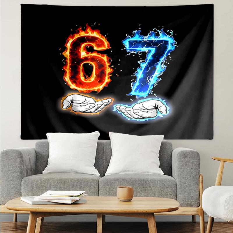 Energy Number 67 Design Tapestry Accessories Playroom Tapestry, for Bedroom,Livingroom, Dormitory Room Wall Decor Fan Birthday Gifts