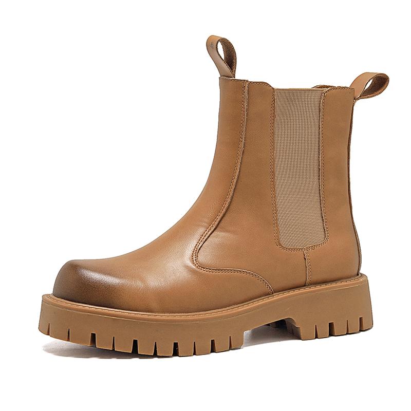 Fashion Men's Fashion Stage Nightclub Dress Chelsea Boots Black White Genuine Leather Shoes High Top Platform Boot Long Botas Masculinas