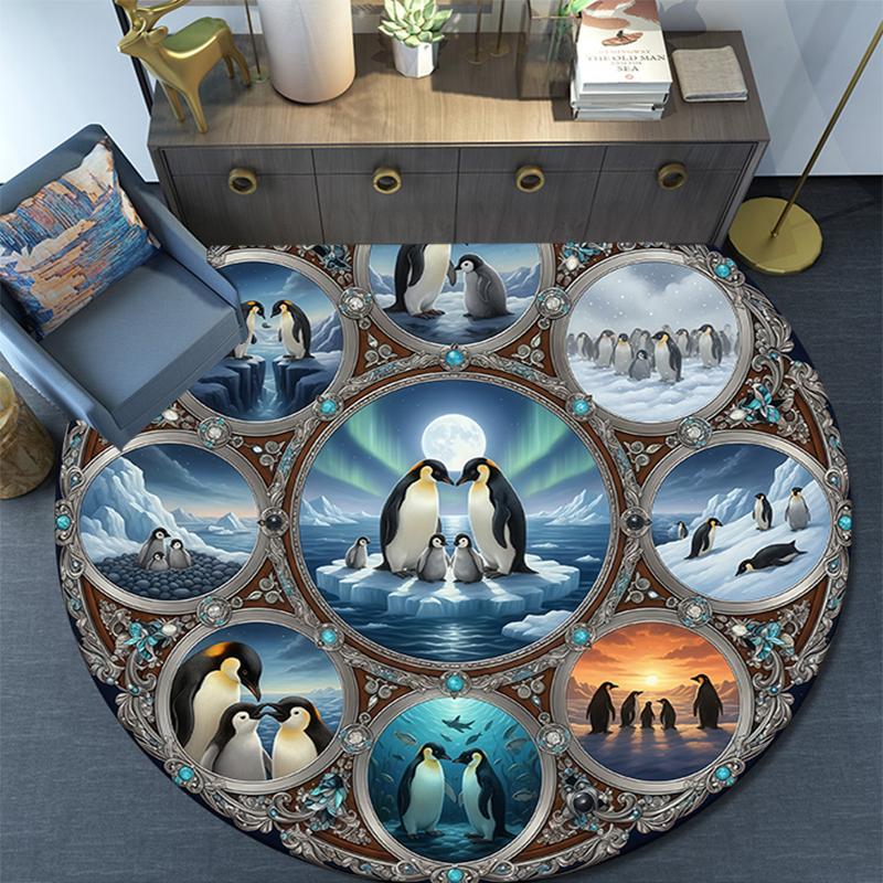Tappeto Rotondo con Stampa Cartoon, Tappeto per Soggiorno Camera da Letto Divano Sala Giochi Decorazione, Tappetino Antiscivolo
