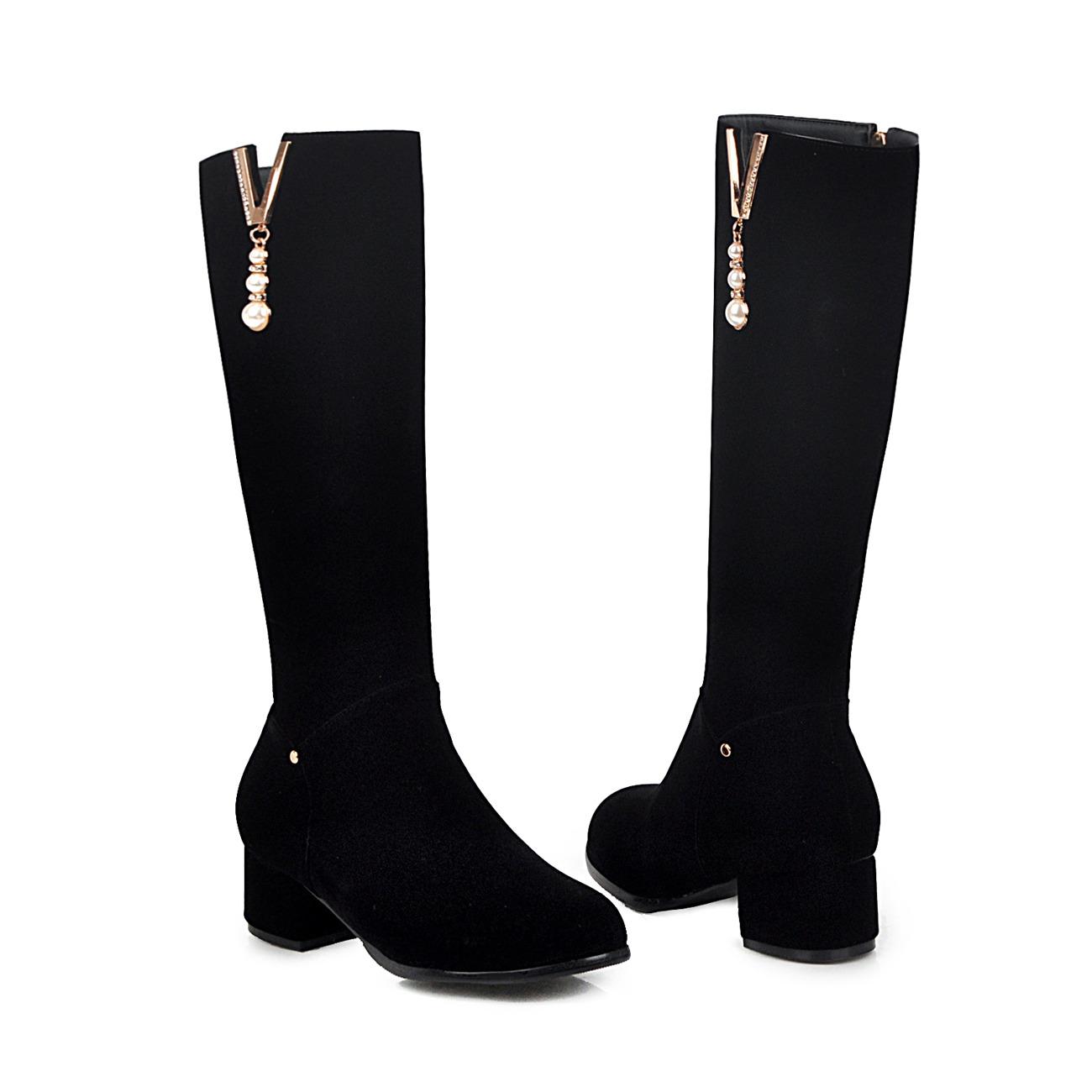 

Женские сапоги на высоком каблуке осенне-зимние удобные универсальные сапоги на толстом каблуке большого размера среднего размера 52