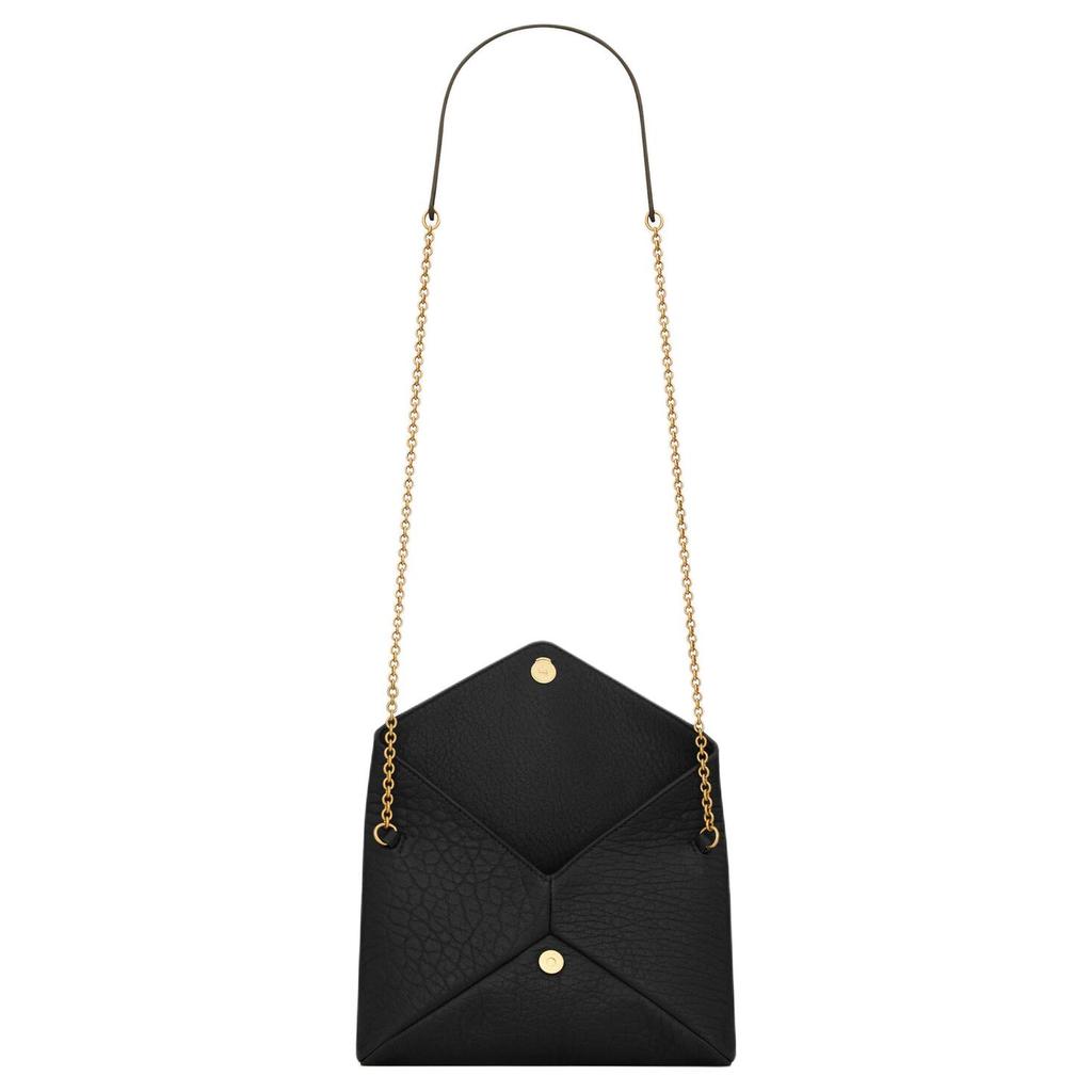 Saint Laurent Ysl Cassandre Logo Chain Shoulder Strap Lambskin Envelope Crossbody Bag Women bags Black 847638-AACYT-1000