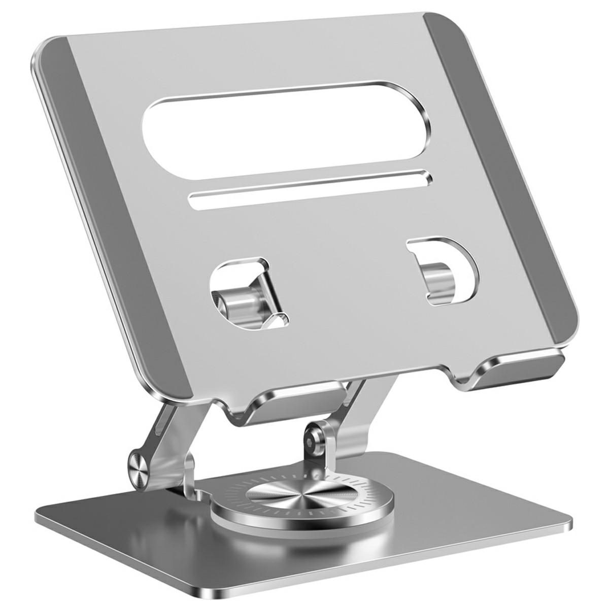 

XWJ-2079 Hollow-Out Desktop Stand with 360 Degree Rotating Base for Phones/Tablets Silver