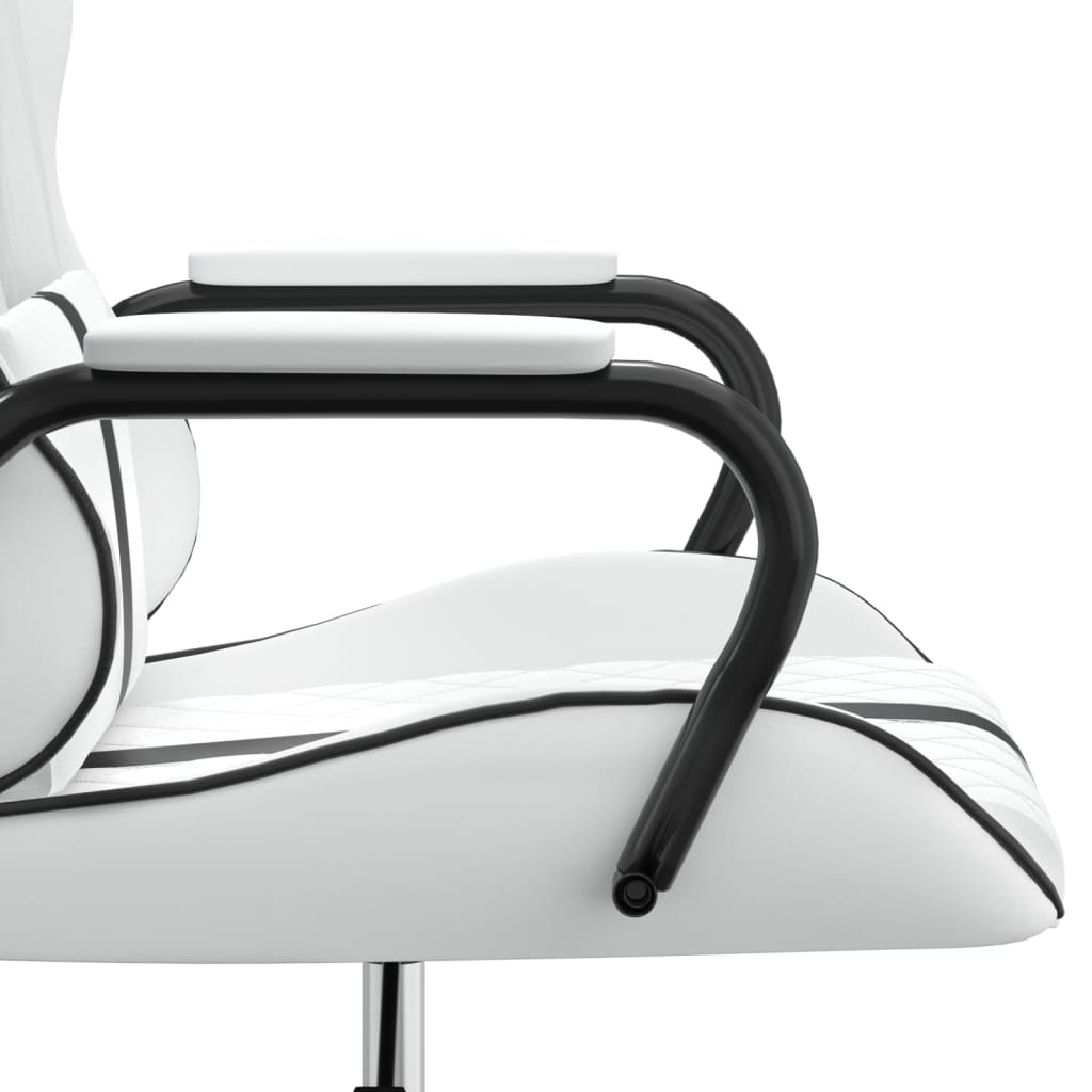 Gaming Chair In White and Black Synthetic Leather