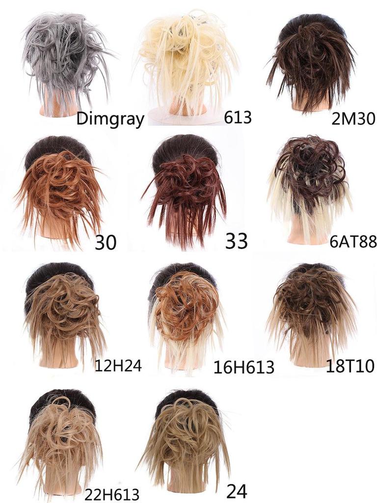 Synthetic Hair Chignons Messy Scrunchies Elastic Band Hair Bun Straight Updo Hairpiece Hair Extension for Women