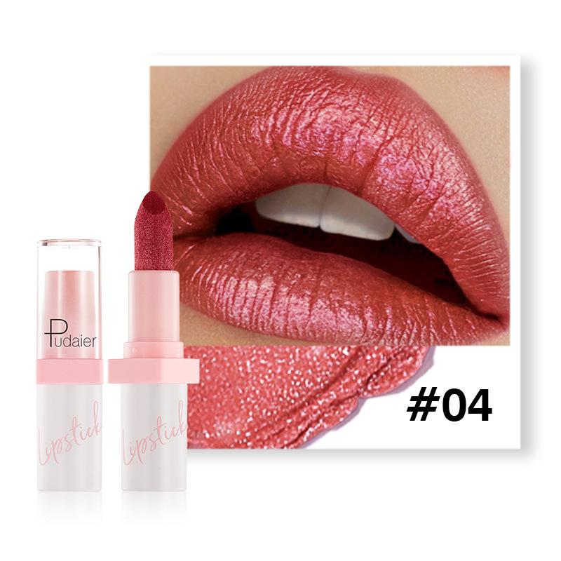Lila Roter Lippenstift Glitzer Metallischer Lippenstift Hohe Pigmentierung Perlmutt Diamant Matt Lippenstift Nicht an Tasse haftend Langanhaltender Lippenlack Lipgloss