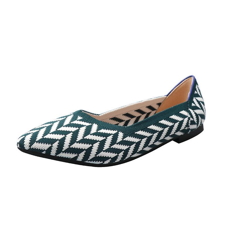 Spring and Autumn Flying Single Shoes Doudou 41 Flat Bottom 43 Large Size Women's Shoes Knitted Ladyshoes Pregnant Women