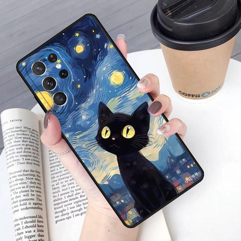 Black Cat phone case Cover For Samsung Galaxy S24 S25 Ultra S21 S22 Ultra S10E Note 10 Plus Note 20 FE S23