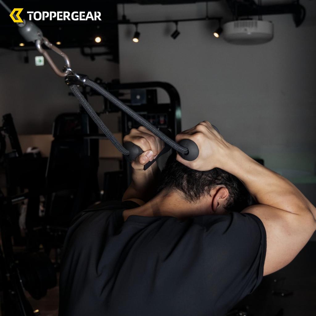 TOPPERGEAR Triceps Rope, Single Hand Grip, Ergonomic Grip, Easy to Grip, Cable Training Compatible (Double)