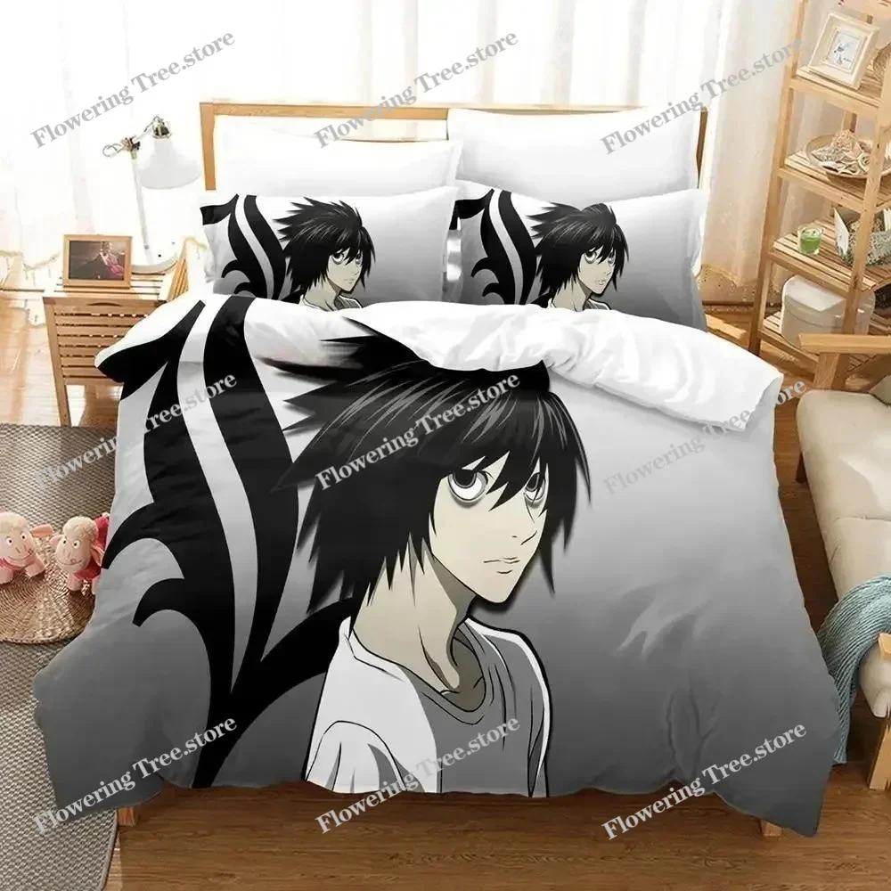 3D New Death Note Bedding Set Single Twin Full Queen King Size Bed Set Adult Kid Bedroom Duvet cover Sets Anime Bed Sheet Set025