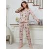 Autumn and Winter Models of Christmas Pajamas Homewear Set of Women's Milk Silk Printing Fabric Long-Sleeved Long Pants Suit