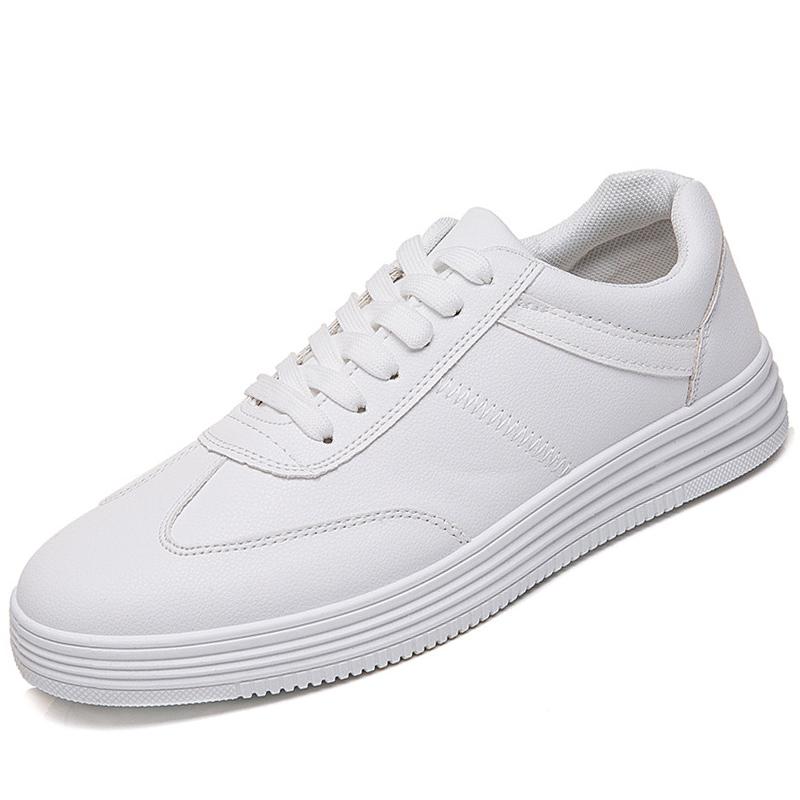 Fashion White Sneakers Man INS Hot Casual Skate Flat Shoes for Men Spring Lace Up Casual Leather Sneakers Male