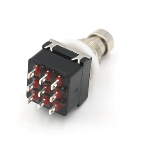Set of 2 Switchcraft 3PDT Foot Switches, 3-Pole, 2-Contact, 9-Pin, Black, Push Switch
