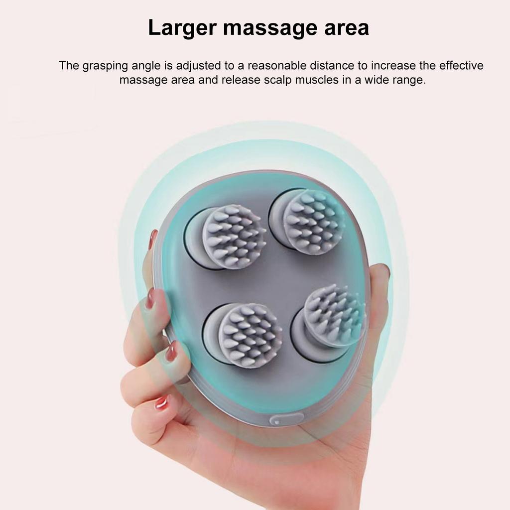 Electric Scalp Massager Cordless Head Massager with 4 Kneading Heads Portable Handheld Head Scratcher Stress Relax for