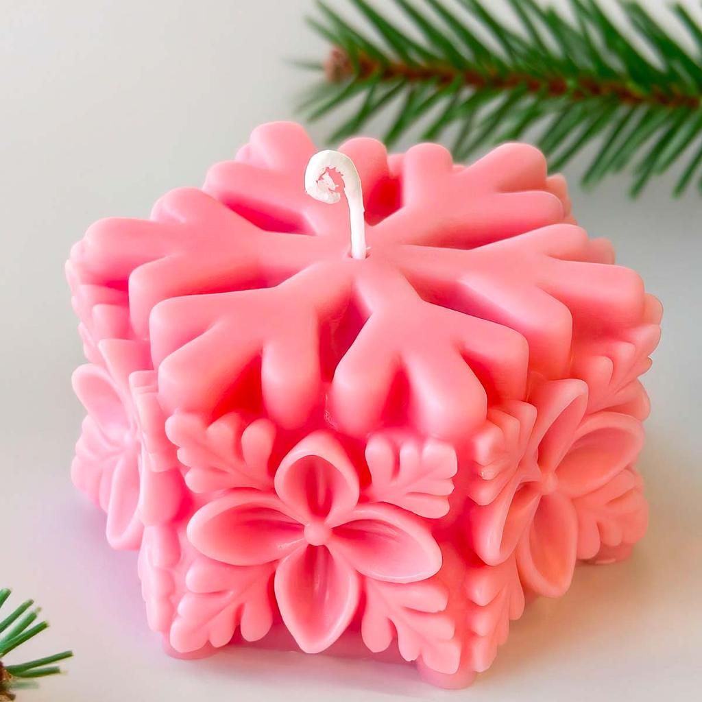 Snowflake Pillar Silicone Candle Mold DIY Christmas Ornaments Craft Gifts Making Soap Plaster Resin Baking Molds Home Xmas Decor