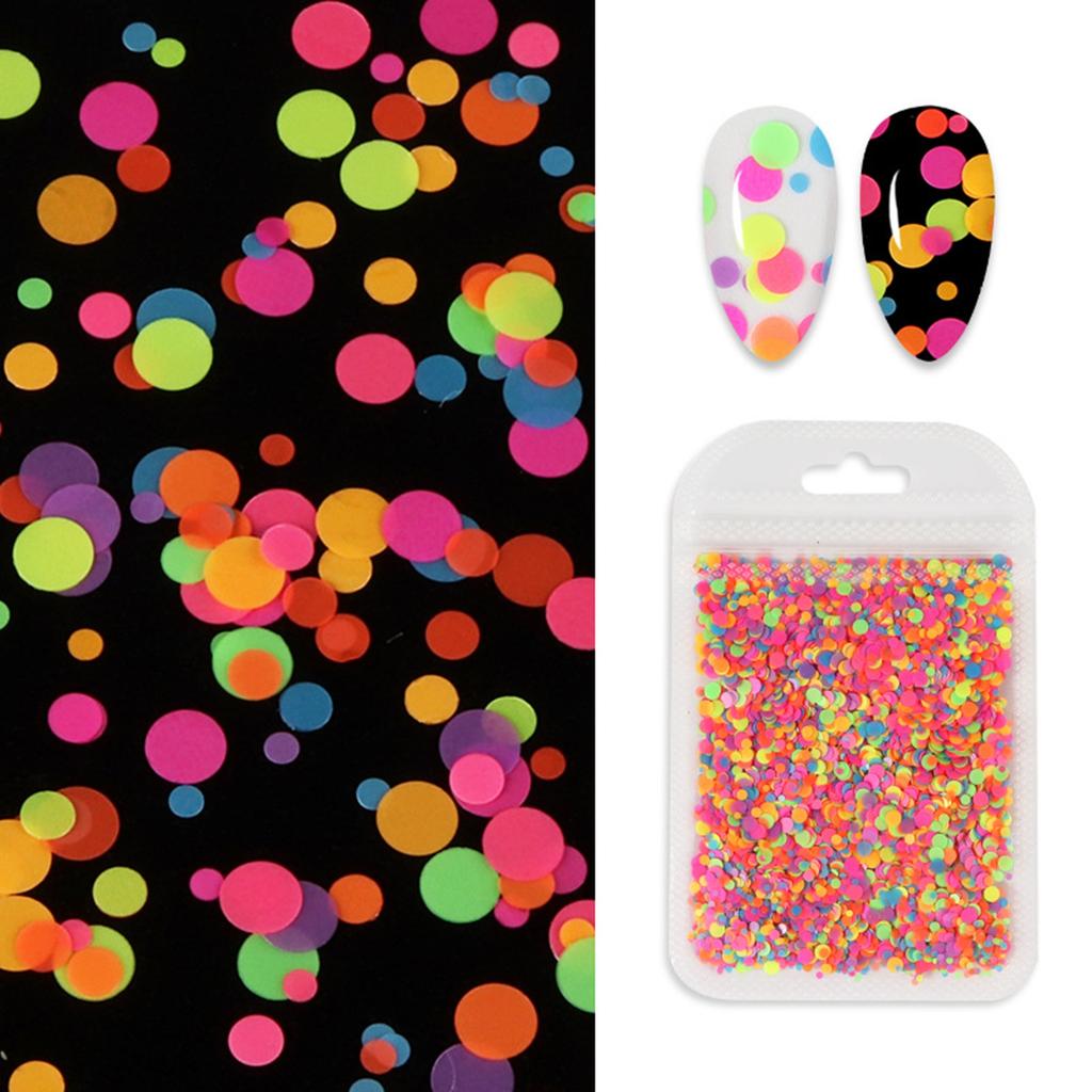 Fluorescent Circular Nail Glitter Decoration With Nail Glitter Nail Patch