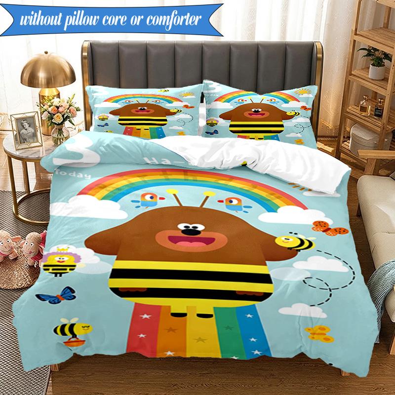 Bee's Rainbow Adventure 3pcs K-pop music group Bedding set,Ideal for Bedroom, Dormitory,Including Duvet Cover And 2pcs Pillowcases,Fan gifts
