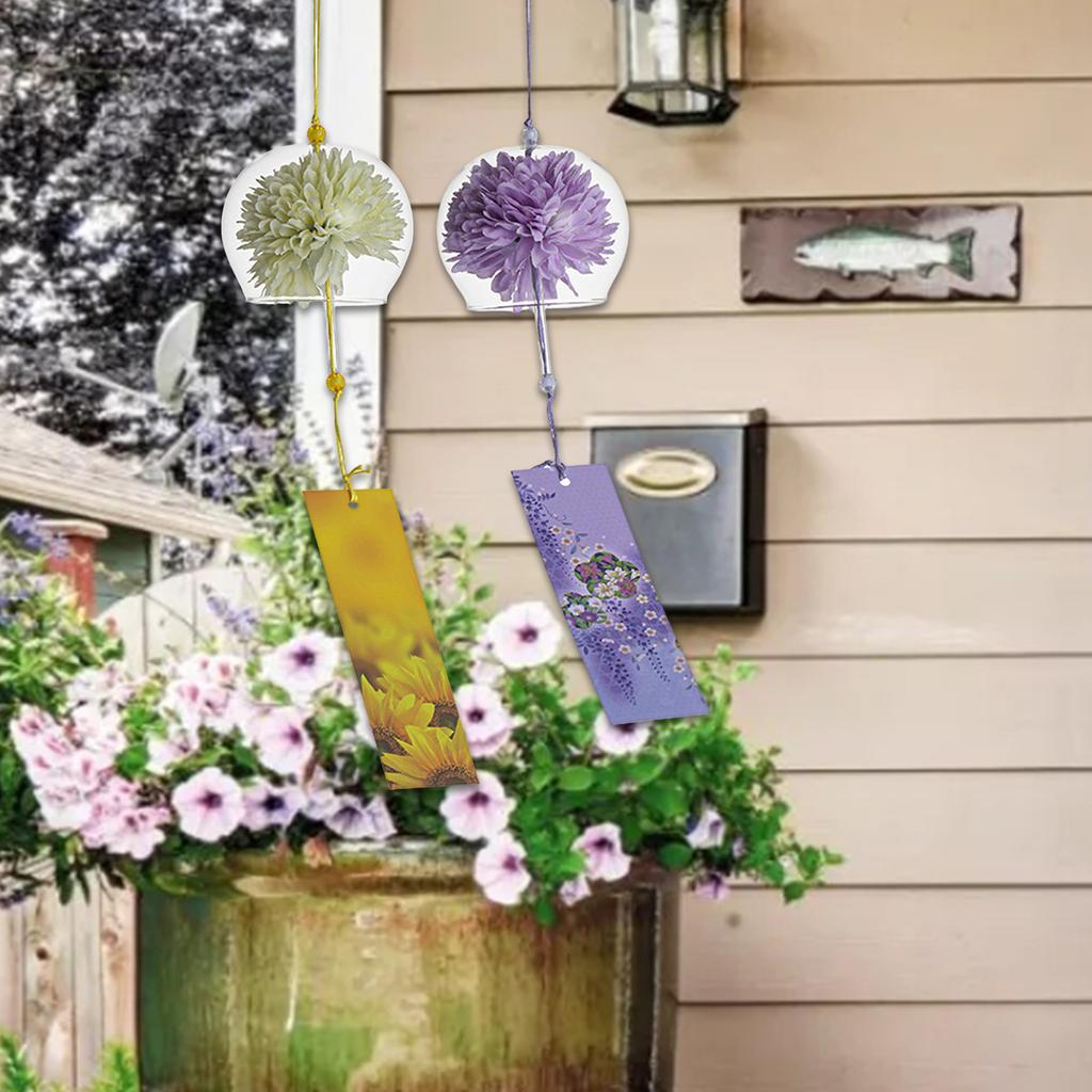 Floral Wind Chime Japanese Wind Chimes Decors For Home Decors Garden Art Enthusiasts Quality Rust Resistant Glass
