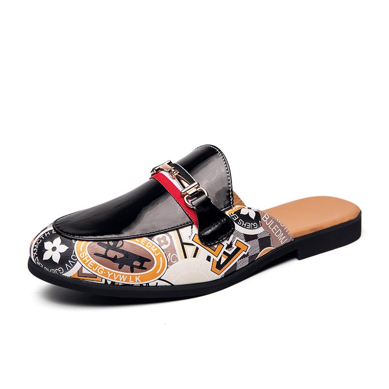 Men's bag head half-drag leather shoes summer new fashionable men's shallow breathable cool leather shoes