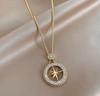 Elegant Winter Luxury Accessory Women's Trendy Sparkling Octagram Star Pendant Necklace Link Chain Long Layering Alloy Jewelry