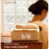 Portable Dual Alarm clock Bluetooth Speaker, Phone holder Wireless Charger, FM Radio & Dimmable Light for Bedroom Office Home Gift Giving