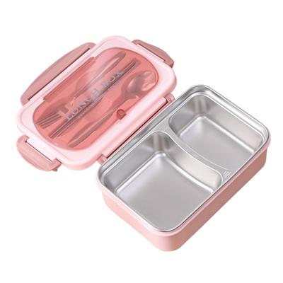 Tragbare Lunchbox aus 304 Edelstahl, auslaufsicher, Mikrowellenheizung, geteilte Lebensmittelbehälter mit