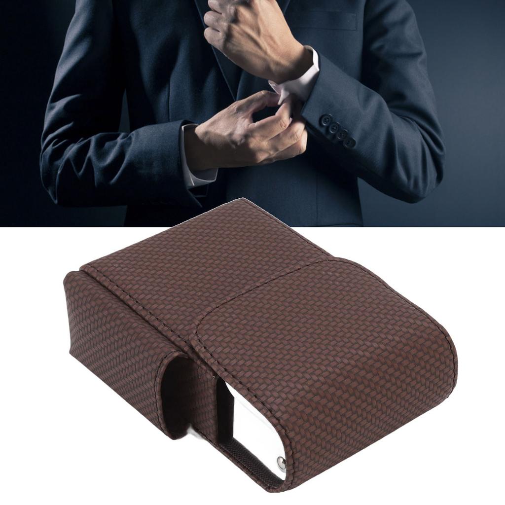 PU Leather Cigarette Box Woven Pattern Cigarette and Lighter Holder Multifunctional 20 Pieces Cigarette Case