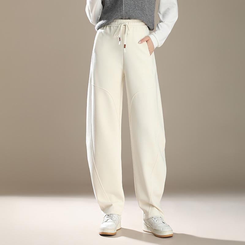 Women s Plus Velvet High-Waisted Wide Leg Pants - Autumn/Winter 2026 Collection Quadruple Extra Large