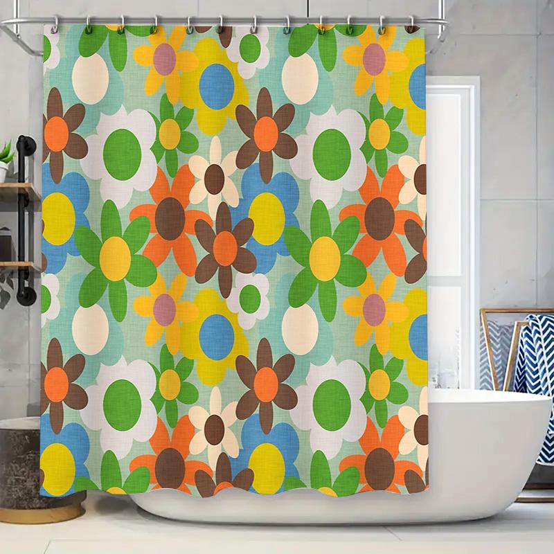 

Bohemian Shower Curtain Floral Vintage Retro Flower Pattern Bathroom Decor Waterproof Fabric Washable Home Decor W60H190(CM)-1 Pcs