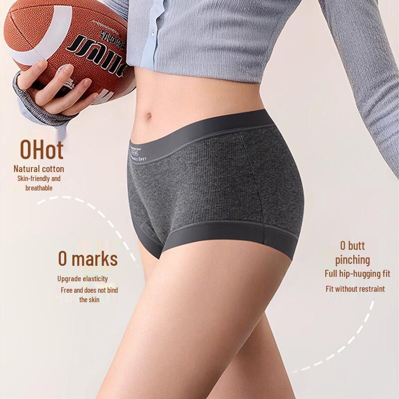 FitonTon Women's Pure Cotton Antibacterial Boy Shorts 3-Pack