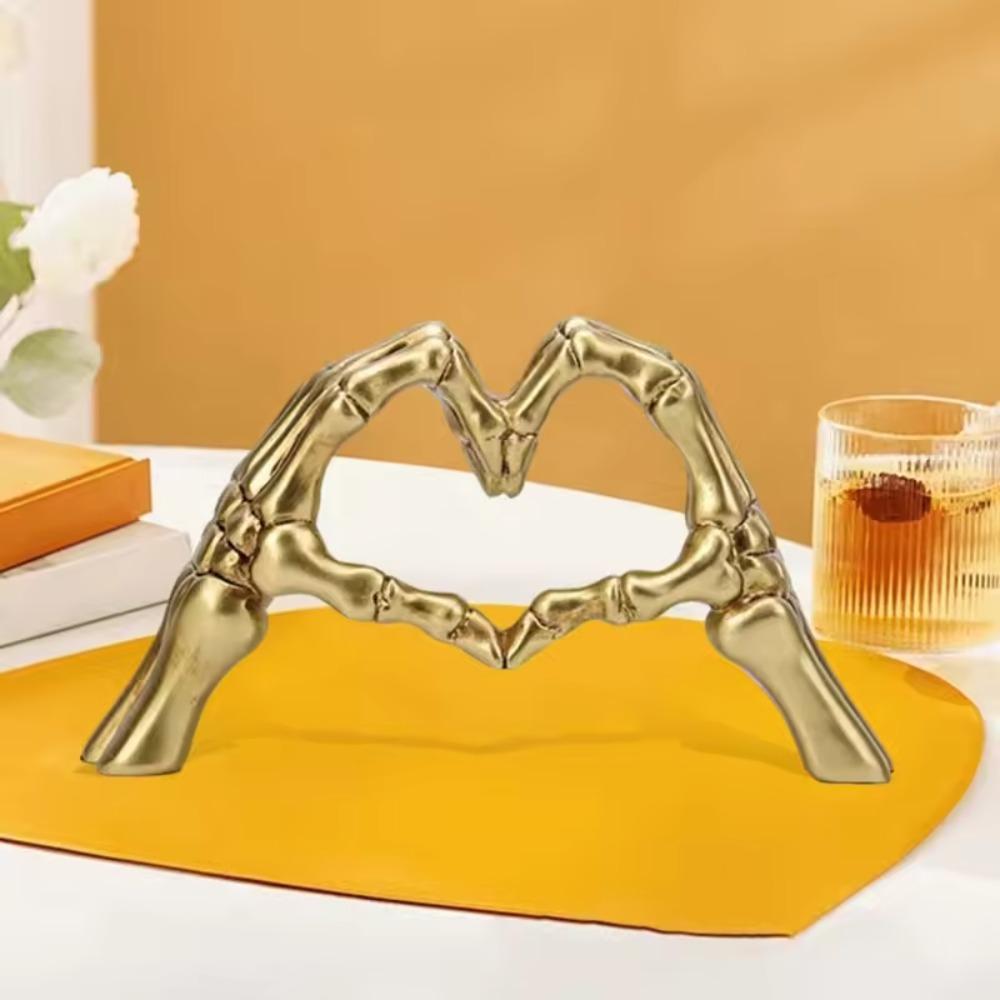 Simple Heart Skeleton Hand Statue Nordic Style Halloween Desktop Ornament Office
