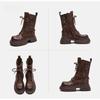 Johnature Hollow-out Breathable Summer Mid-calf Boots Fashion Women's Shoes Genuine Leather Thick Soled Sandals